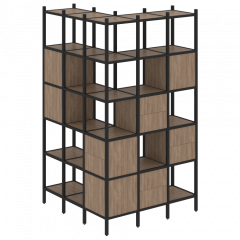 Loft Угловой внешний стеллаж наборный VR.L-53 Дуб аризона/Чёрный металл 1278*1278*2280