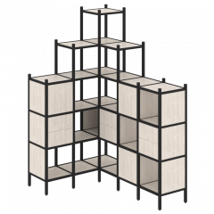 Loft Угловой внутренний стеллаж наборный VR.L-43 Денвер светлый/Чёрный металл 1278*1694*2280