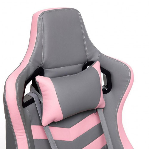 Кресло iPinky, кож/зам, серый/розовый