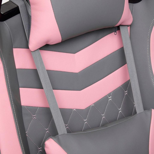 Кресло iPinky, кож/зам, серый/розовый