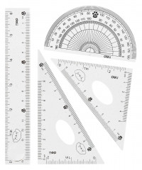 Набор линеек Deli MiYou EH657 пластик дл.15см ассорти компл.:лин.15см./треуг.2шт./трансп. пластиковый пакет с европодв.