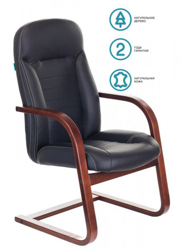 Кресло Бюрократ T-9923WALNUT-AV черный кожа полозья дерево коричневый