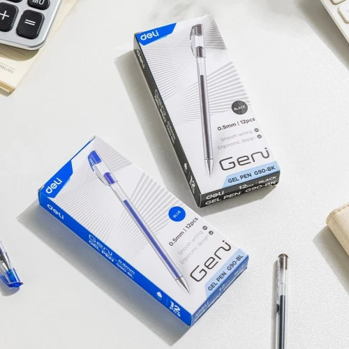 Ручка гелев. Deli Geni EG90-BL прозрачный d=0.5мм син. черн. 1стерж.