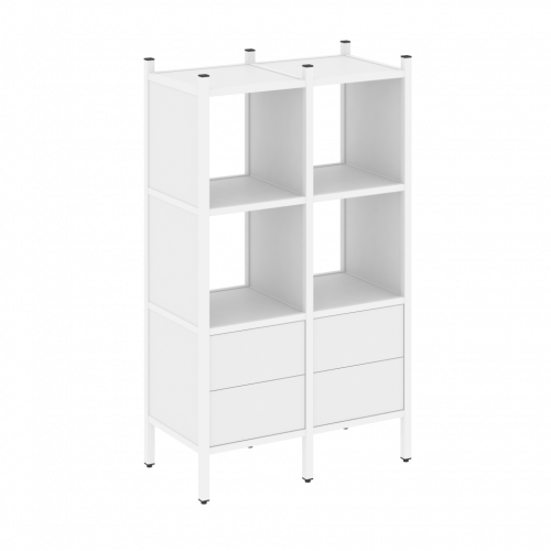 Loft Прямой стеллаж наборный VR.L-03 Белый бриллиант/Белый металл 862*446*1458