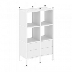 Loft Прямой стеллаж наборный VR.L-03 Белый бриллиант/Белый металл 862*446*1458