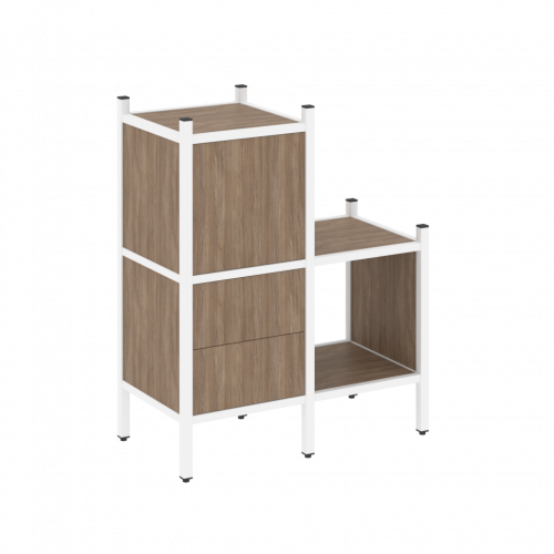 Loft Прямой стеллаж наборный VR.L-11 Дуб аризона/Белый металл 862*446*1047