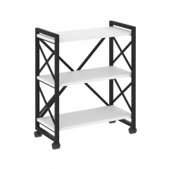 Loft Стеллаж на колесных опорах-3 полки VR.L-MST.K-3.8 Белый бриллиант/Чёрный металл 800*400*968
