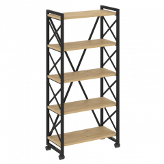Loft Стеллаж на колесных опорах-5 полок VR.L-MST.K-5.8 Тиквуд светлый/Чёрный металл 800*400*1704