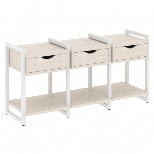 Loft Тумба на регулируемых опорах наборная. Вариант №4 VR.L-TN-4.O Денвер светлый/Белый металл 1440*460*719