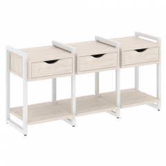 Loft Тумба на регулируемых опорах наборная. Вариант №4 VR.L-TN-4.O Денвер светлый/Белый металл 1440*460*719