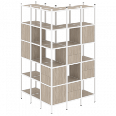 Loft Угловой внешний стеллаж наборный VR.L-53 Дуб аттик/Белый металл 1278*1278*2280