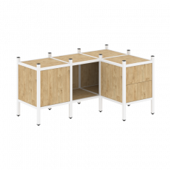 Loft Угловой внутренний стеллаж наборный VR.L-26 Тиквуд светлый/Белый металл 1278*862*636