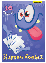 Картон белый Silwerhof немелованная 10л. A4 Монстрики папка