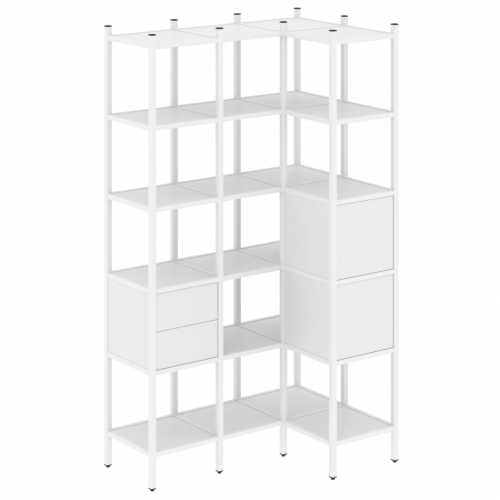 Loft Угловой внутренний стеллаж наборный VR.L-35 Белый бриллиант/Белый металл 1278*862*2280