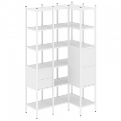 Loft Угловой внутренний стеллаж наборный VR.L-35 Белый бриллиант/Белый металл 1278*862*2280