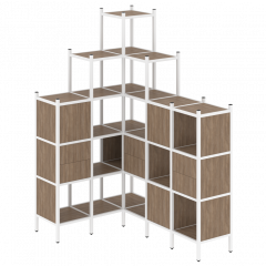 Loft Угловой внутренний стеллаж наборный VR.L-43 Дуб аризона/Белый металл 1278*1694*2280