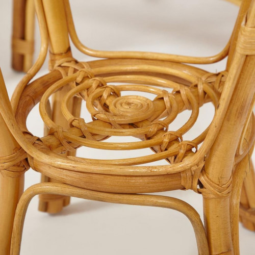 КОМПЛЕКТ " NEW BOGOTA " ( диван + 2 кресла + стол со стеклом ) /с подушками/, ротанг, кр:61х67х78,5см, дв:108х66х78,5см, ст:D60х56,5см, Honey (мед)