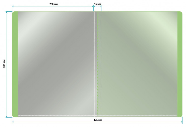 Папка-портфолио с 40 прозр.вклад. Бюрократ Gems GEMPP40GRN A4 пластик 0.7мм карм.на лиц.стор. зеленый турмалин