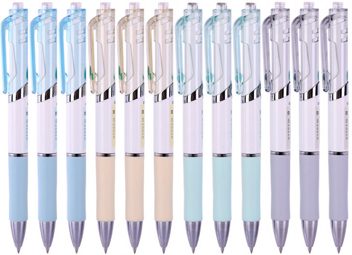 Ручка гелев. автоматическая Deli S11-BK ассорти черн. черн. линия 0.5мм резин. манжета