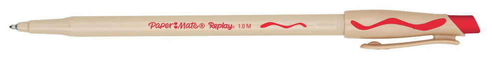 Ручка шариков. Paper Mate Replay S0190804 бежевый мат. d=1.0мм красн. черн. кор. 1стерж. стираемые чернила красный