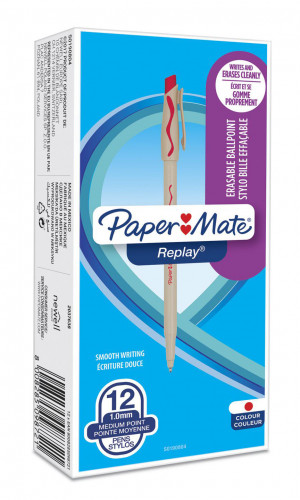 Ручка шариков. Paper Mate Replay S0190804 бежевый мат. d=1.0мм красн. черн. кор. 1стерж. стираемые чернила красный