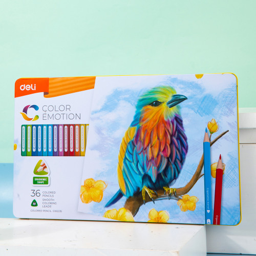 Карандаши цв. Deli EC00235 Color Emotion липа 36цв. мет.кор. (36шт)
