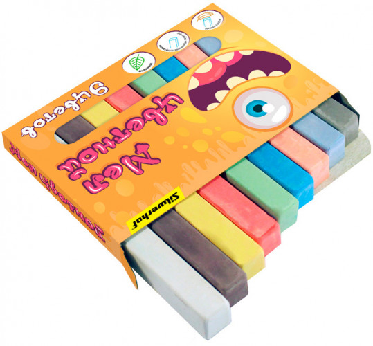 Мел цветной Silwerhof Монстрики 9цв. картон.кор.