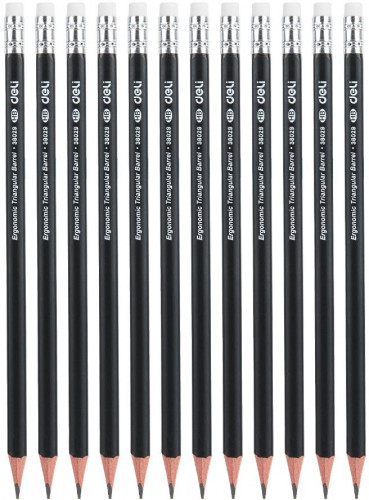 Карандаш ч/г Deli E38029 HB трехгран. кор.европод. (12шт)