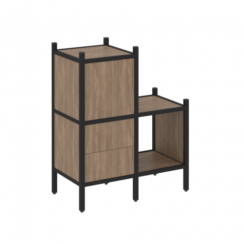 Loft Прямой стеллаж наборный VR.L-11 Дуб аризона/Чёрный металл 862*446*1047