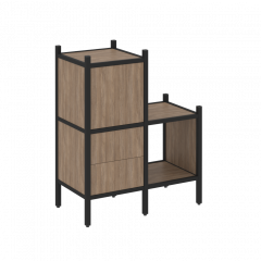 Loft Прямой стеллаж наборный VR.L-11 Дуб аризона/Чёрный металл 862*446*1047