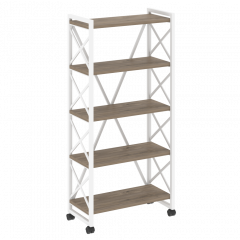 Loft Стеллаж на колесных опорах-5 полок VR.L-MST.K-5.8 Тиквуд тёмный/Белый металл 800*400*1704