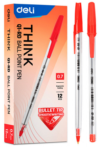 Ручка шариков. Deli Think EQ1-RD красн. черн. линия 0.7мм