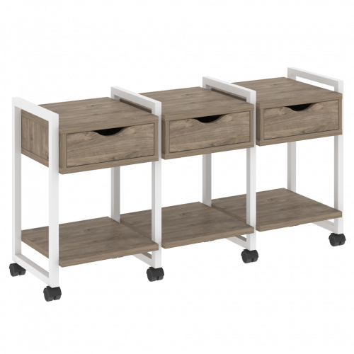 Loft Тумба на колесных опорах наборная. Вариант №4 VR.L-TN-4.K Тиквуд тёмный/Белый металл 1440*460*767