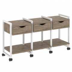 Loft Тумба на колесных опорах наборная. Вариант №4 VR.L-TN-4.K Тиквуд тёмный/Белый металл 1440*460*767