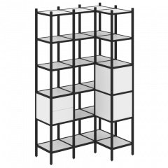 Loft Угловой внутренний стеллаж наборный VR.L-35 Белый бриллиант/Чёрный металл 1278*862*2280