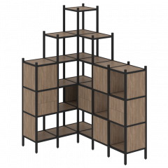 Loft Угловой внутренний стеллаж наборный VR.L-43 Дуб аризона/Чёрный металл 1278*1694*2280