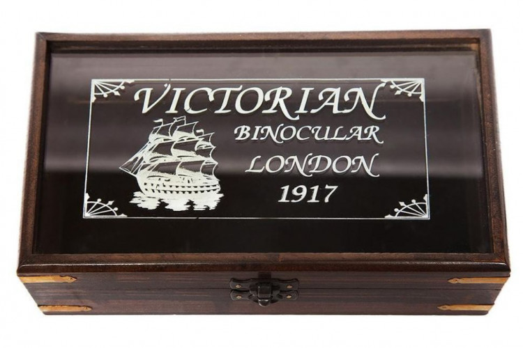 Бинокль в подарочной коробке Secret De Maison  mod. 47665 ), латунь/дерево манго,  23х13х5.5см, античная медь/коричневый