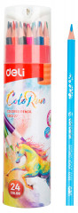 Карандаши цв. Deli EC00327 ColoRun трехгран. тополь 24цв. карт.тубус