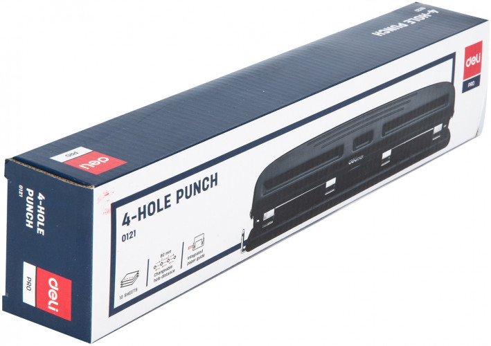 Дырокол Deli Pro E0121 макс.:10лист. металл ассорти отв.:4 с линейкой