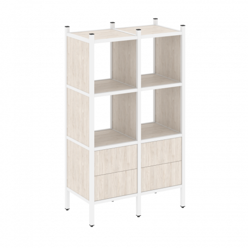 Loft Прямой стеллаж наборный VR.L-03 Денвер светлый/Белый металл 862*446*1458