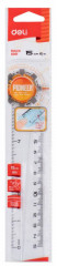 Линейка Deli Pioneer EG00112 пластик дл.15см прозрачный градуировка УФ чернила европодвес
