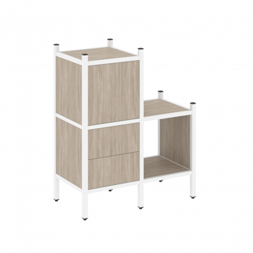 Loft Прямой стеллаж наборный VR.L-11 Дуб аттик/Белый металл 862*446*1047