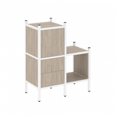 Loft Прямой стеллаж наборный VR.L-11 Дуб аттик/Белый металл 862*446*1047