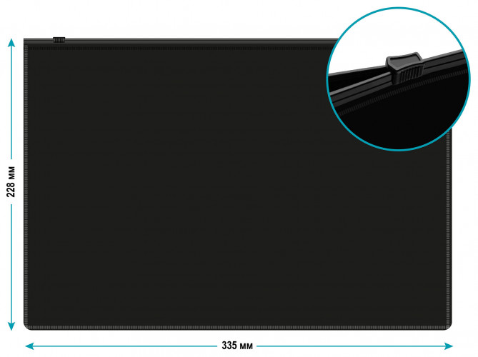 Папка на молнии ZIP Бюрократ -BPM4A2BLCK A4+ полипропилен 0.15мм черный цвет молнии черный
