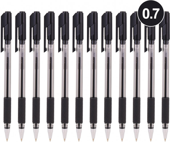 Ручка шариков. Deli Arrow EQ01620 прозрачный/черный d=0.7мм черн. черн. резин. манжета