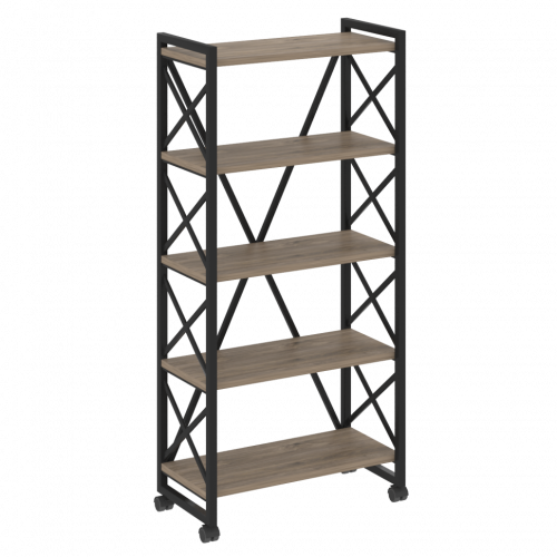Loft Стеллаж на колесных опорах-5 полок VR.L-MST.K-5.8 Тиквуд тёмный/Чёрный металл 800*400*1704