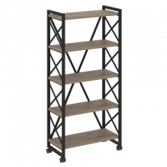 Loft Стеллаж на колесных опорах-5 полок VR.L-MST.K-5.8 Тиквуд тёмный/Чёрный металл 800*400*1704