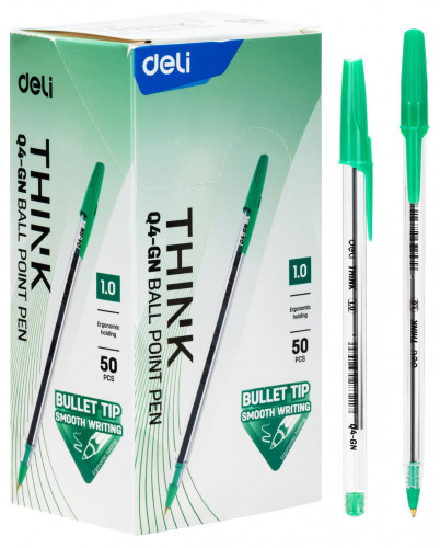 Ручка шариков. Deli Think EQ4-GN d=1мм зел. черн.