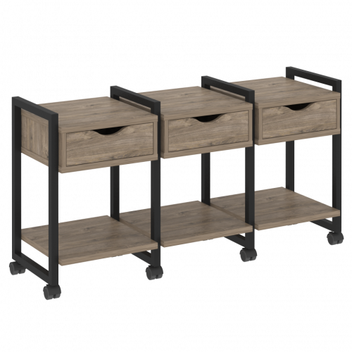 Loft Тумба на колесных опорах наборная. Вариант №4 VR.L-TN-4.K Тиквуд тёмный/Чёрный металл 1440*460*767