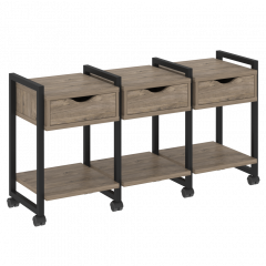 Loft Тумба на колесных опорах наборная. Вариант №4 VR.L-TN-4.K Тиквуд тёмный/Чёрный металл 1440*460*767